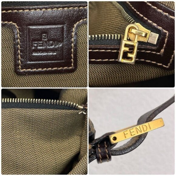 FENDI Mamma Zucca Bucket Baguette Tan Tobacco Flap Bag Purse Shoulder - Picture 12 of 14